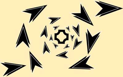 Aviones de papel que vuelan formando un torbellino